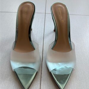 NWT $745 Gianvito Rossi Elle 85 Glass Trasp Heel Size 37 Women’s Designer New